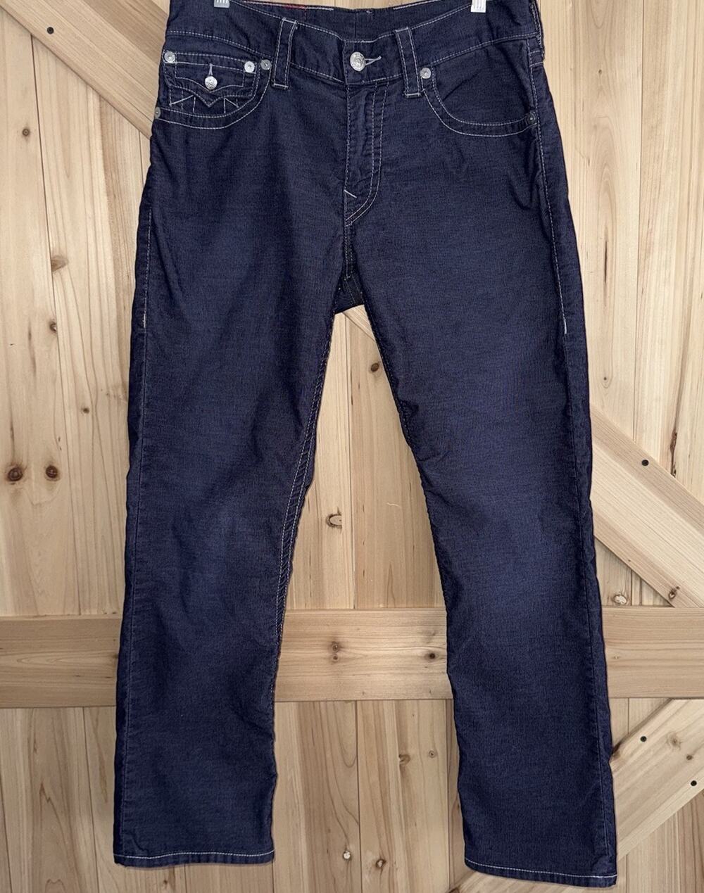 True Religion Ricky Blue Corduroy White Stitch Flap Pocket Jean USA Sz 32X29